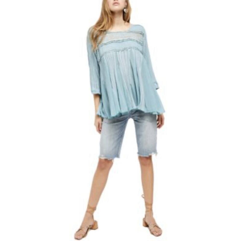 Free People Penny Lane Tunic Top Size‎ XS Super Drapey Semi Sheer Design